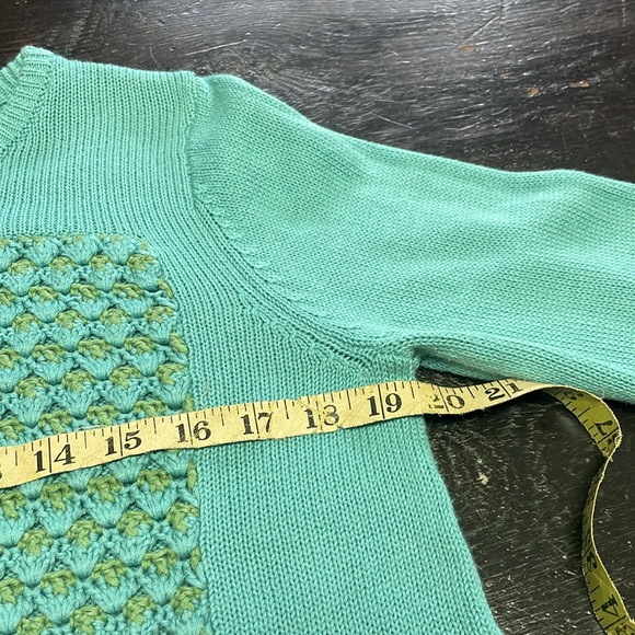 Sundance Sweater Women’s Blue Green Pullover Open-Knit Crochet Boho Size M. - Picture 5 of 7